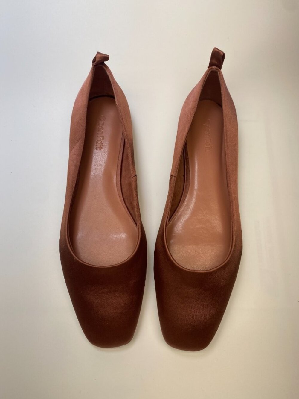 Open Edit Womens Lennox Square Toe Pink Silk  Flat Sz 8